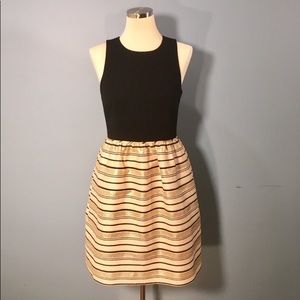 J. Crew black and gold striped dress EUC size 8